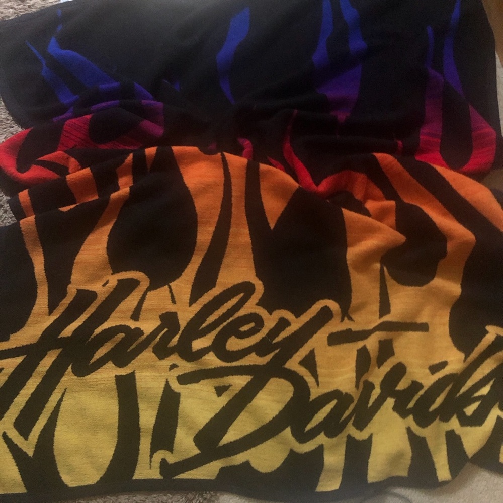 Harley-Davidson Black, Yellow, Orange, Purple Gradient Flame throw blanket